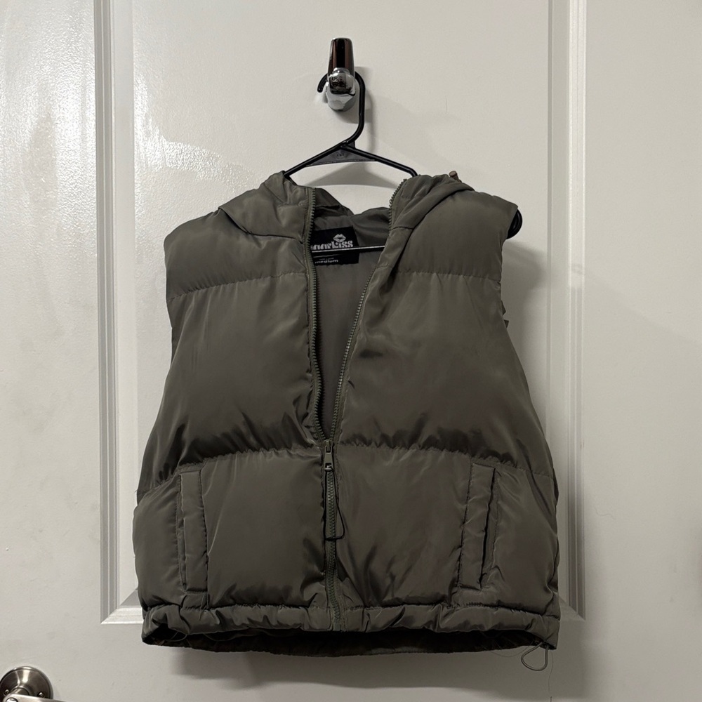 Sugar Kiss Green Puffer Vest with Hoodie